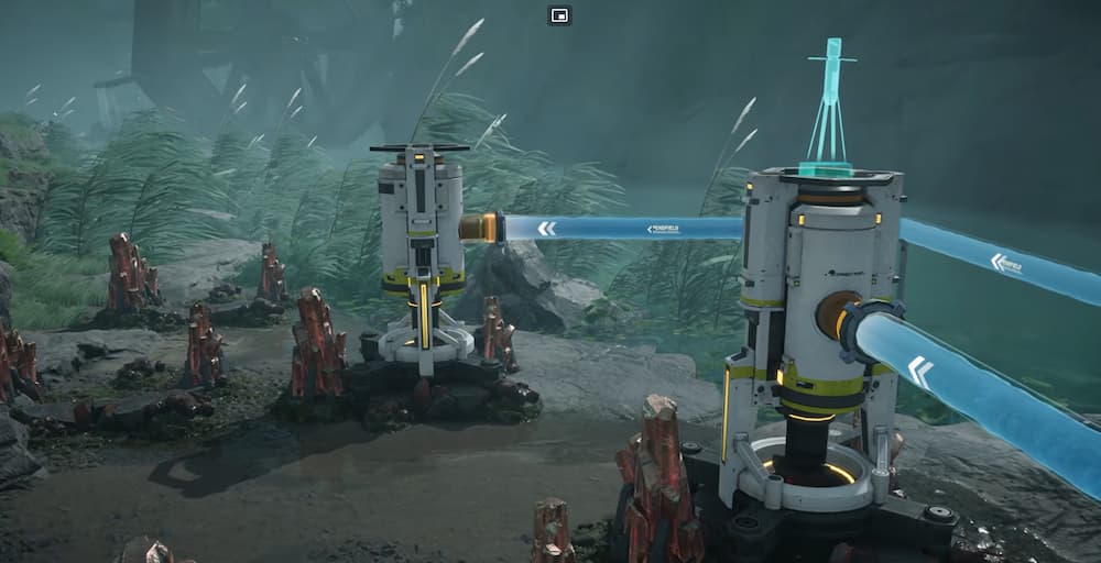 アークナイツエンドフィールド開発日誌で紹介された工業関連スクリーンショット。水を用いた新自動採掘機と赤銅鉱物