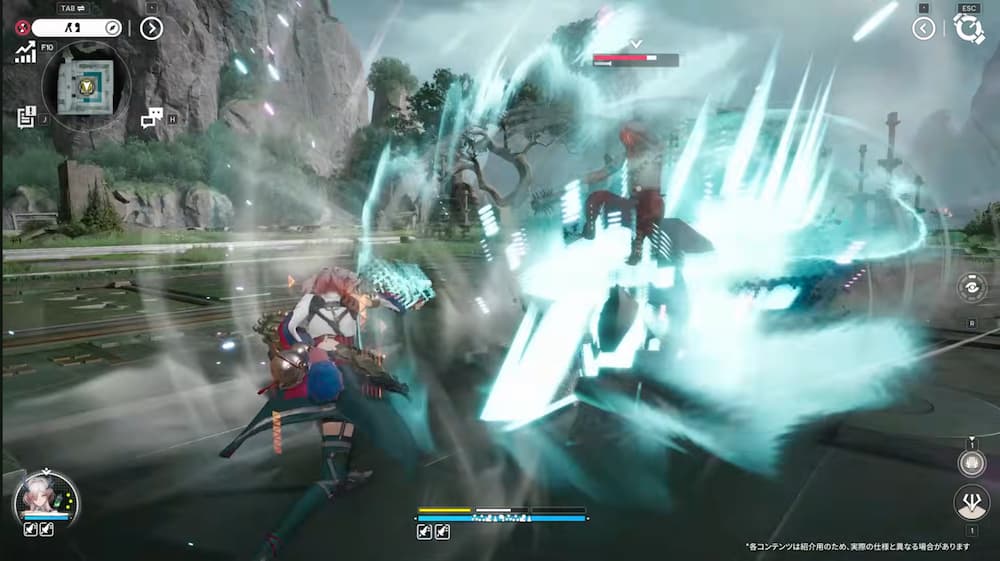 アークナイツエンドフィールドのミ・フが戦技「開天」を使用している場面